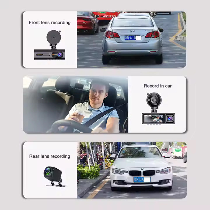2.5K 3 Camera 360 Degree Dash Cam with 3.16 inch screen
